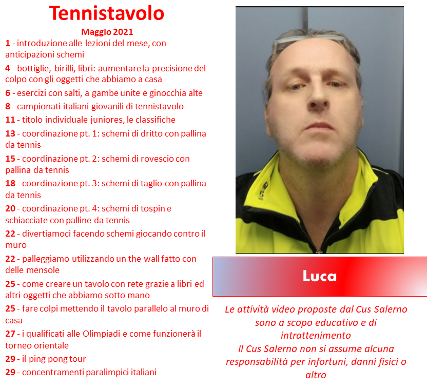 Corso di tennistavolo di Luca Visconti - C.U.S. Salerno A.S.D.